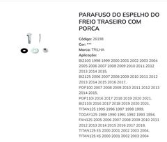 Z-PARAF. ESPELHO FREIO TZ TI/BIZ/POP/FAN