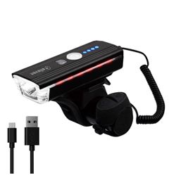 FAROL P/BIKE ALUM. USB 350L C/BUZINA PT