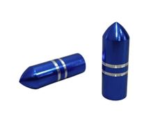 TAMPA VALVULA ALUMINIO AZUL LONGA 32MM