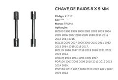 Y-CHAVE DE RAIOS 8 X 9 MM