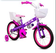 BICICLETA ARO 16 PURPLE FLOWER ROXO/ROSA